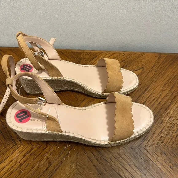 Kate Spade New York Theodora Tan Suede Espadrille Wedges Sandals