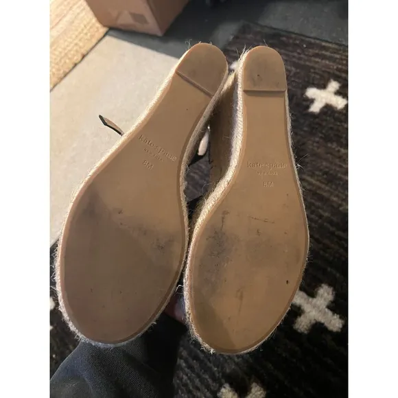 Kate Spade NY Fanni Platform Wedge Espadrille Black Suede Sandals 8