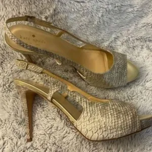 Kate Spade Snake Skin platform  slingback heels. Euc