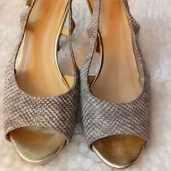 Kate Spade Snake Skin platform  slingback heels. Euc