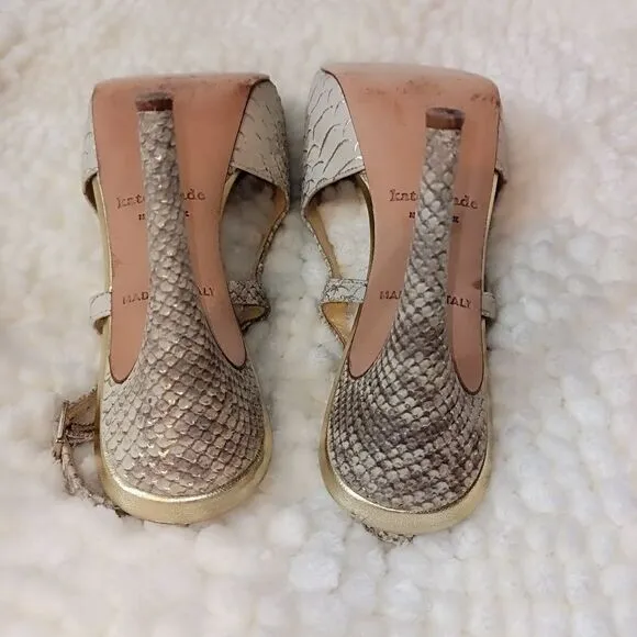 Kate Spade Snake Skin platform  slingback heels. Euc