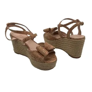 Kate Spade Tan Gold Thelma Espadrille Wedge Platform Sandals Size 9 1/2 Women’s