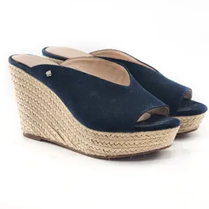 KATE SPADE Thea Suede Platform Espadrille Wedge Sandals Navy