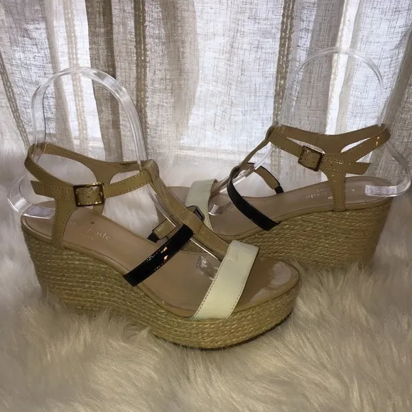 Kate Spade Wedged Heel Strappy Espadrille Sandals Sz 6