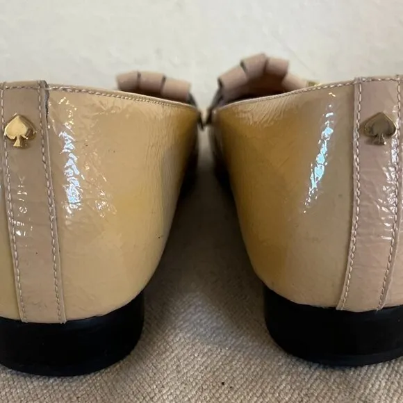 Kate Spade Woman's Tan Patent Leather Chain-Link Dress Loafer Sz 10