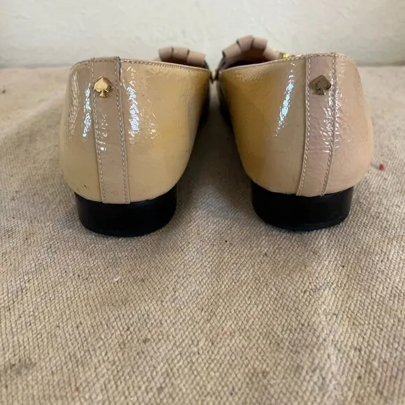 Kate Spade Woman's Tan Patent Leather Chain-Link Dress Loafer Sz 10