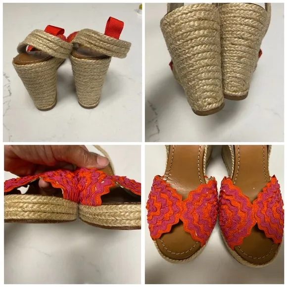 Kate Spade Women's Red Wedge Sandals 9.5 (missing lace)
