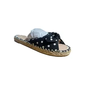 Kate Spade New York Saltie Shore Women Espadrille Sandals Black Polka Dot 6B