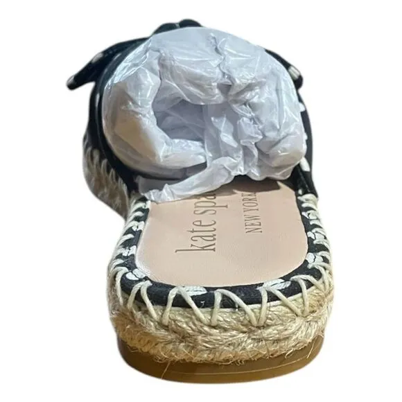 Kate Spade New York Saltie Shore Women Espadrille Sandals Black Polka Dot 6B