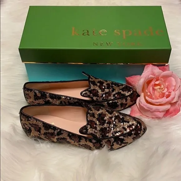 Kate Spade Caty Loafer Leopard Print Sequin Cat
