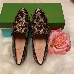 Kate Spade Caty Loafer Leopard Print Sequin Cat