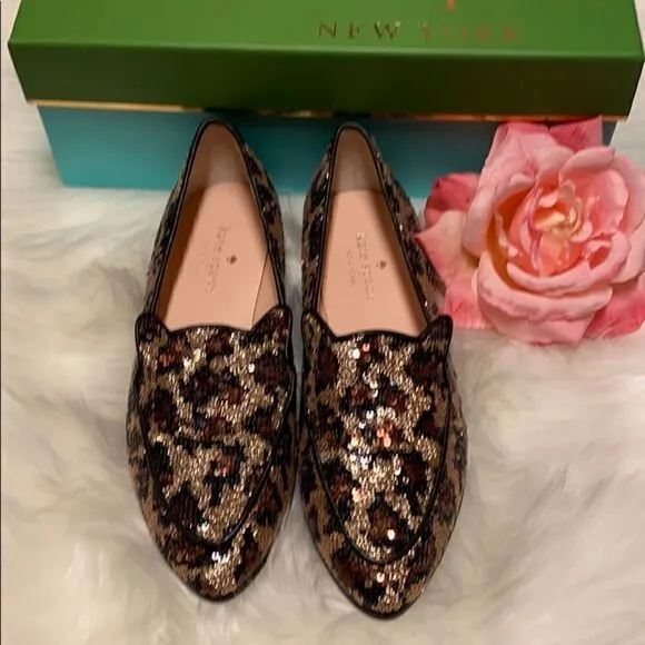 Kate Spade Caty Loafer Leopard Print Sequin Cat