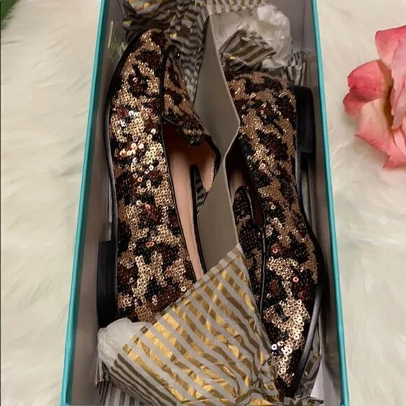 Kate Spade Caty Loafer Leopard Print Sequin Cat