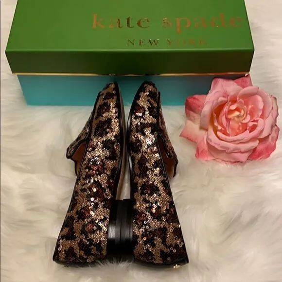 Kate Spade Caty Loafer Leopard Print Sequin Cat
