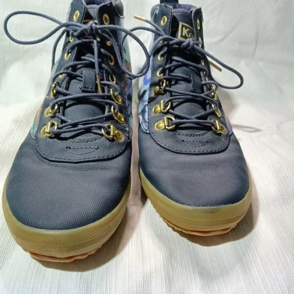 KEDS X Rifle Paper Co. Scout Womens Garden Party Boots Blue Canvas Ankle Size 7