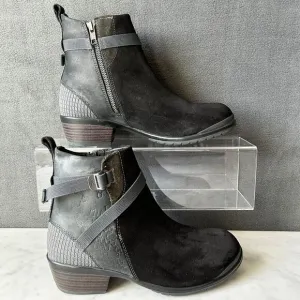 Keen Morrison Black Suede Leather Ankle Boot Side Zip &amp; Strap - Women's Size 9