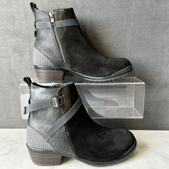 Keen Morrison Black Suede Leather Ankle Boot Side Zip &amp; Strap - Women's Size 9