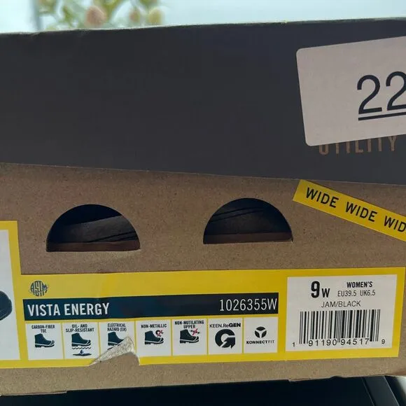 Keen Utility Vista Energy Lace Up Shoes Jam/Black Comp Toe Women's 9W NWB