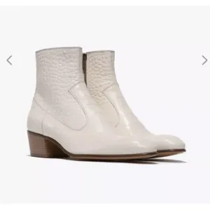 KEITH WHITE LEATHER BOOTS, Never Worn, Size 42, Excellent Condition