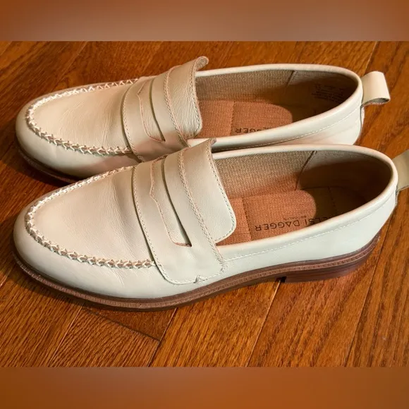 KELSI DAGGER BROOKLYN Lens Salt Natural Leather Cream Loafers size 6.5