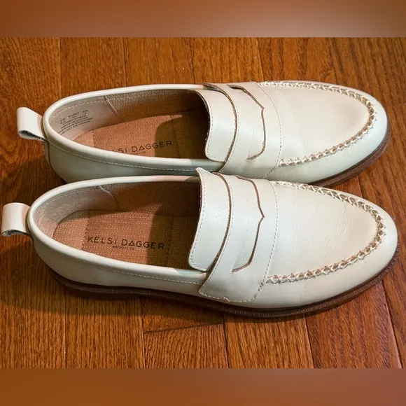 KELSI DAGGER BROOKLYN Lens Salt Natural Leather Cream Loafers size 6.5