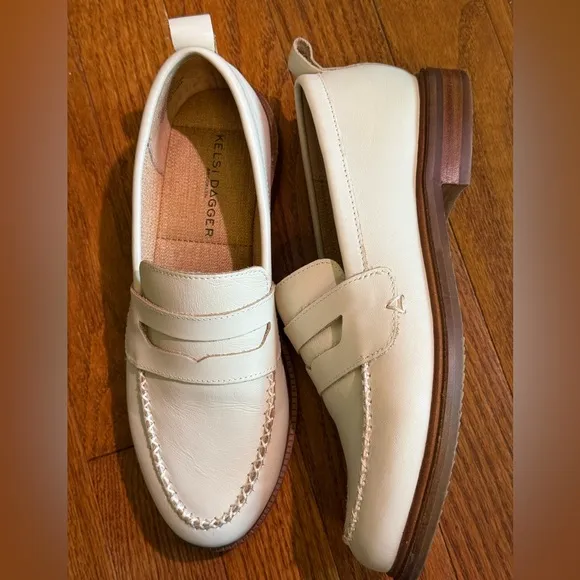 KELSI DAGGER BROOKLYN Lens Salt Natural Leather Cream Loafers size 6.5