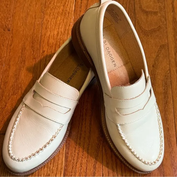 KELSI DAGGER BROOKLYN Lens Salt Natural Leather Cream Loafers size 6.5