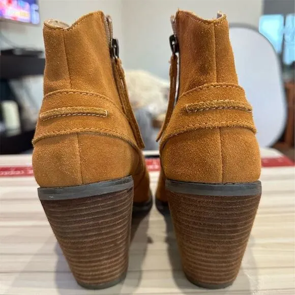 Kelsi Dagger Women's Brown Suede Ankle Booties Size 7.5 Zip Closure