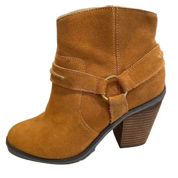 Kelsi Dagger Women's Brown Suede Ankle Booties Size 7.5 Zip Closure