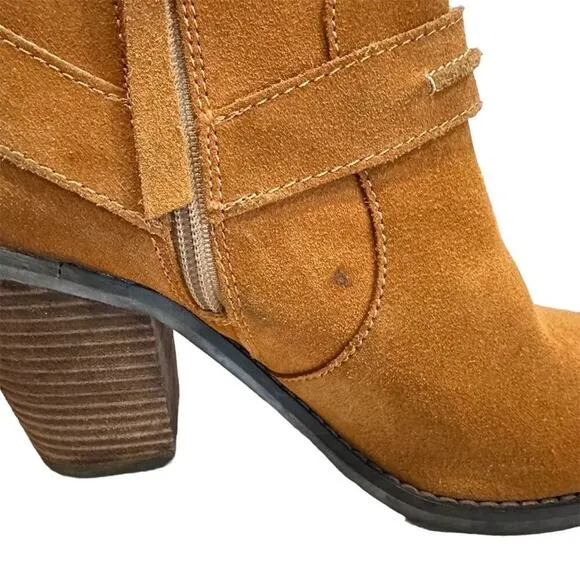 Kelsi Dagger Women's Brown Suede Ankle Booties Size 7.5 Zip Closure