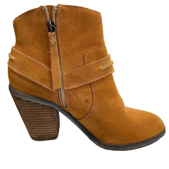 Kelsi Dagger Women's Brown Suede Ankle Booties Size 7.5 Zip Closure