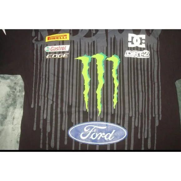 KEN BLOCK 43 OFFICIAL MONSTER FORD T SHIRT GYMKHANA RACING RALLY 2 SIDED VINTAGE