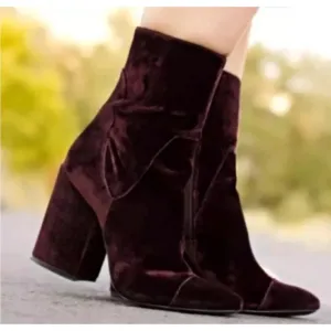Kendall   Kylie Brooke 3 Dk Purple Zip Boots Block Heel