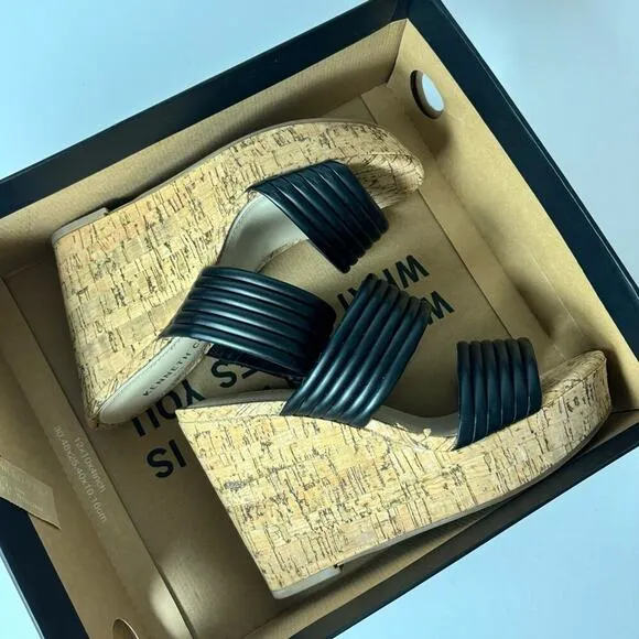 KENNETH COLE CAILYN PLATFORM WOMEN WEDGE HEEL SANDALS SIZE 7 BRAND NEW WITH BOX