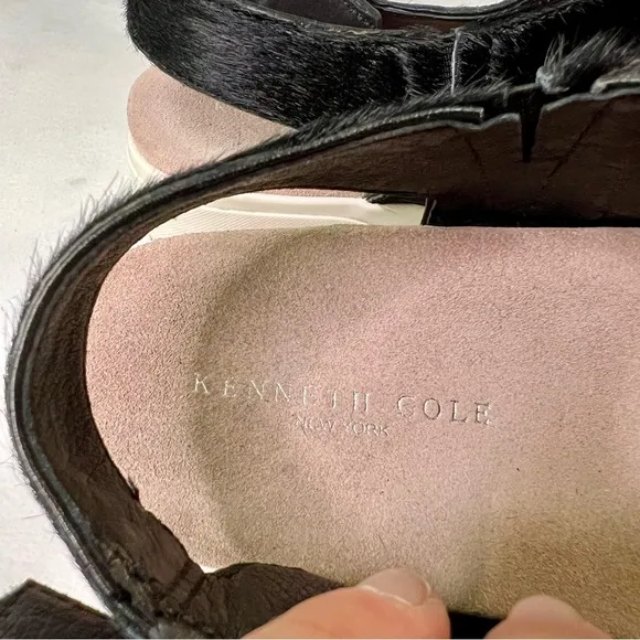Kenneth Cole calf hair lake platform sandals size 7.5 black
