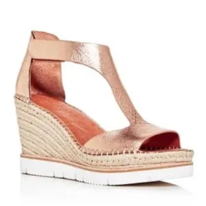 Kenneth Cole Gentle Souls Elyssa T-Strap Rose Gold Wedge Sandals, 6.5, NWOT