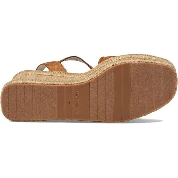 Kenneth Cole New York Shelby Espadrille Womens 10 Cognac Platform Sandals KHD963