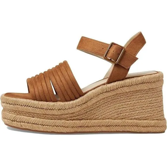 Kenneth Cole New York Shelby Espadrille Womens 10 Cognac Platform Sandals KHD963