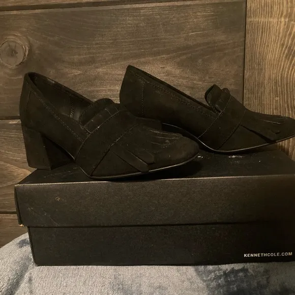 Kenneth Cole New York, size 6, leather and suede, black, block heel, shoes