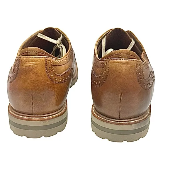 Kenneth Cole NY ABEO  Brown/Cognac Leather Wingtip Oxford Shoes 13 N NWOB