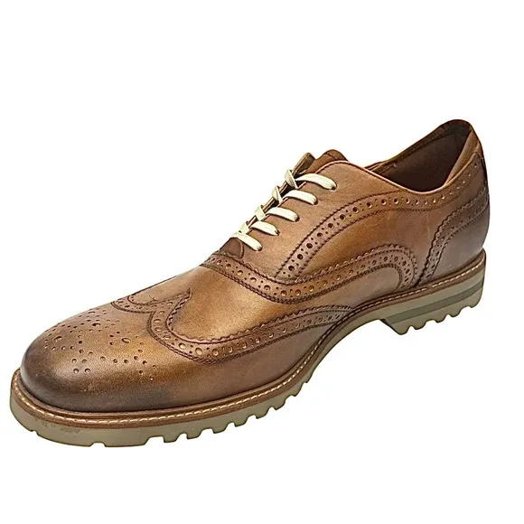 Kenneth Cole NY ABEO  Brown/Cognac Leather Wingtip Oxford Shoes 13 N NWOB