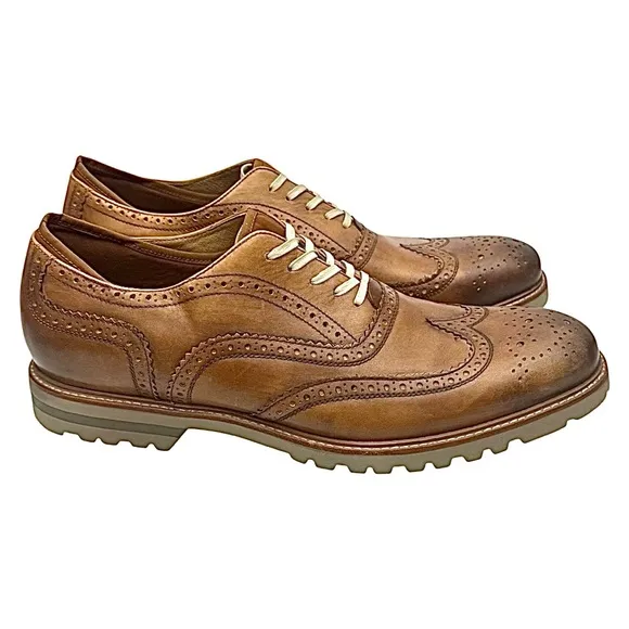 Kenneth Cole NY ABEO  Brown/Cognac Leather Wingtip Oxford Shoes 13 N NWOB