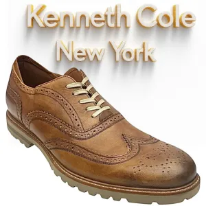 Kenneth Cole NY ABEO  Brown/Cognac Leather Wingtip Oxford Shoes 13 N NWOB