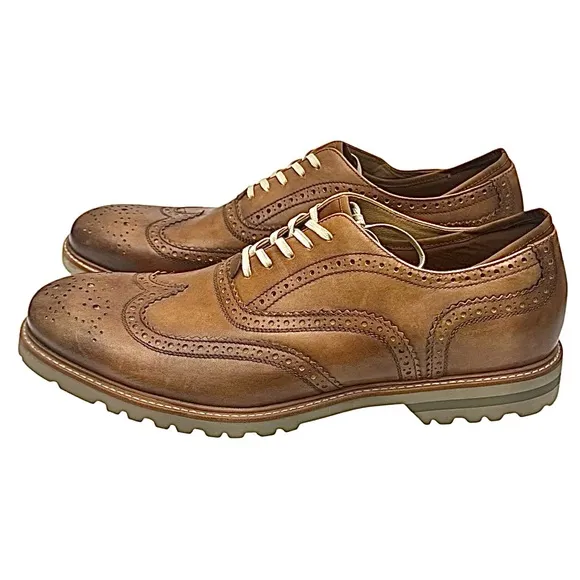 Kenneth Cole NY ABEO  Brown/Cognac Leather Wingtip Oxford Shoes 13 N NWOB
