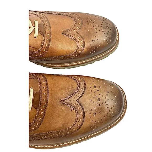 Kenneth Cole NY ABEO  Brown/Cognac Leather Wingtip Oxford Shoes 13 N NWOB