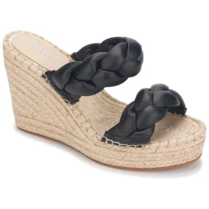 Kenneth Cole Women Espadrille Wedge Slide Sandals Olivia Braid Size US 7M Black