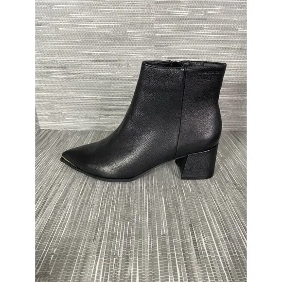 Kenneth Cole Womens Black‎ Chelsea Heeled Boot Shoes Pointed Toe Side Zip Sz 6.5