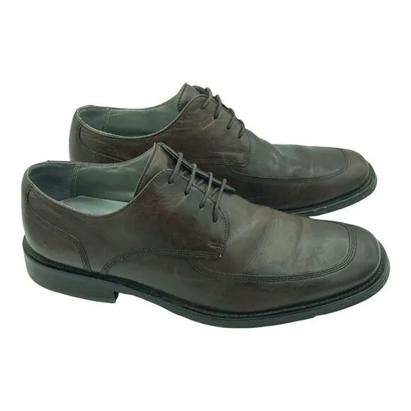 Kenneth Cole New York Size 10 Mens Brown Leather Lace Up Dress Shoes Square Toe