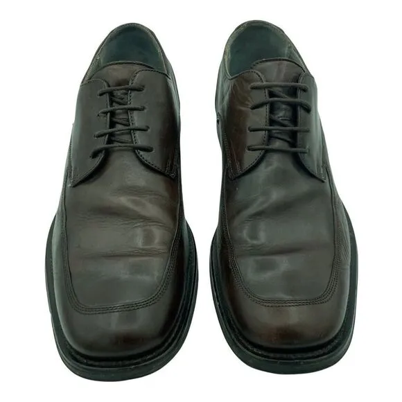 Kenneth Cole New York Size 10 Mens Brown Leather Lace Up Dress Shoes Square Toe