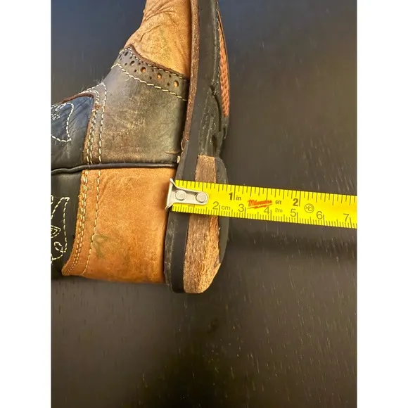 Kids Leather Western Rodeo Cowboy Boots Toddler 7 Black/Tobacco Square Toe